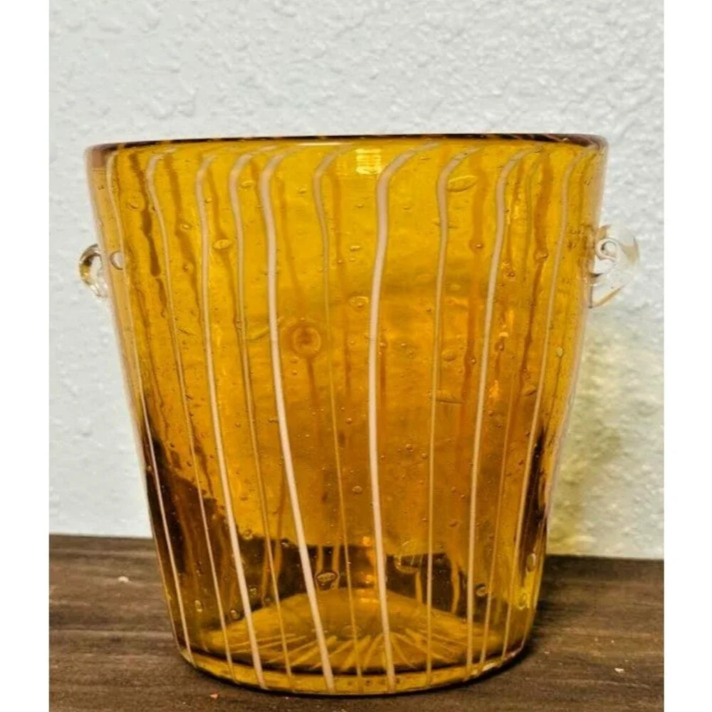 Venini for Disaronno murano art glass amber bubble ice bucket(w)